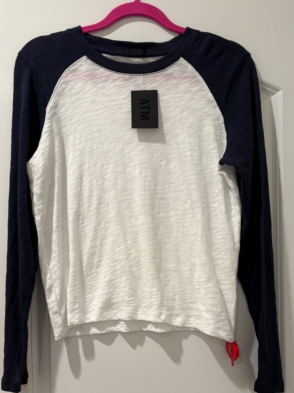 ATM Anthony Thomas Melillo White & Midnight Combo Raglan Long Sleeve Shirt - Picture 4 of 6